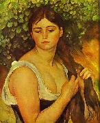 Pierre Auguste Renoir Girl Braiding Her Hair France oil painting artist